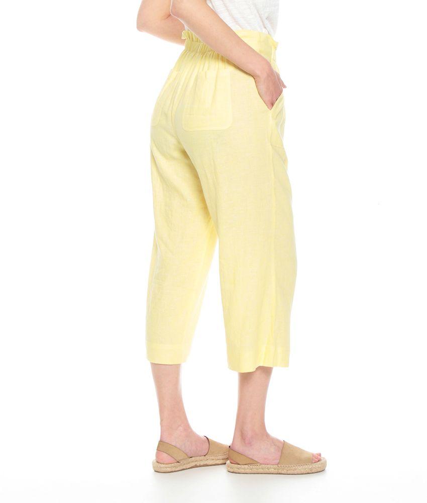 Pantalon Capri Solido Bolsillos Delantero Y Trasero Pretina Elasticada-1