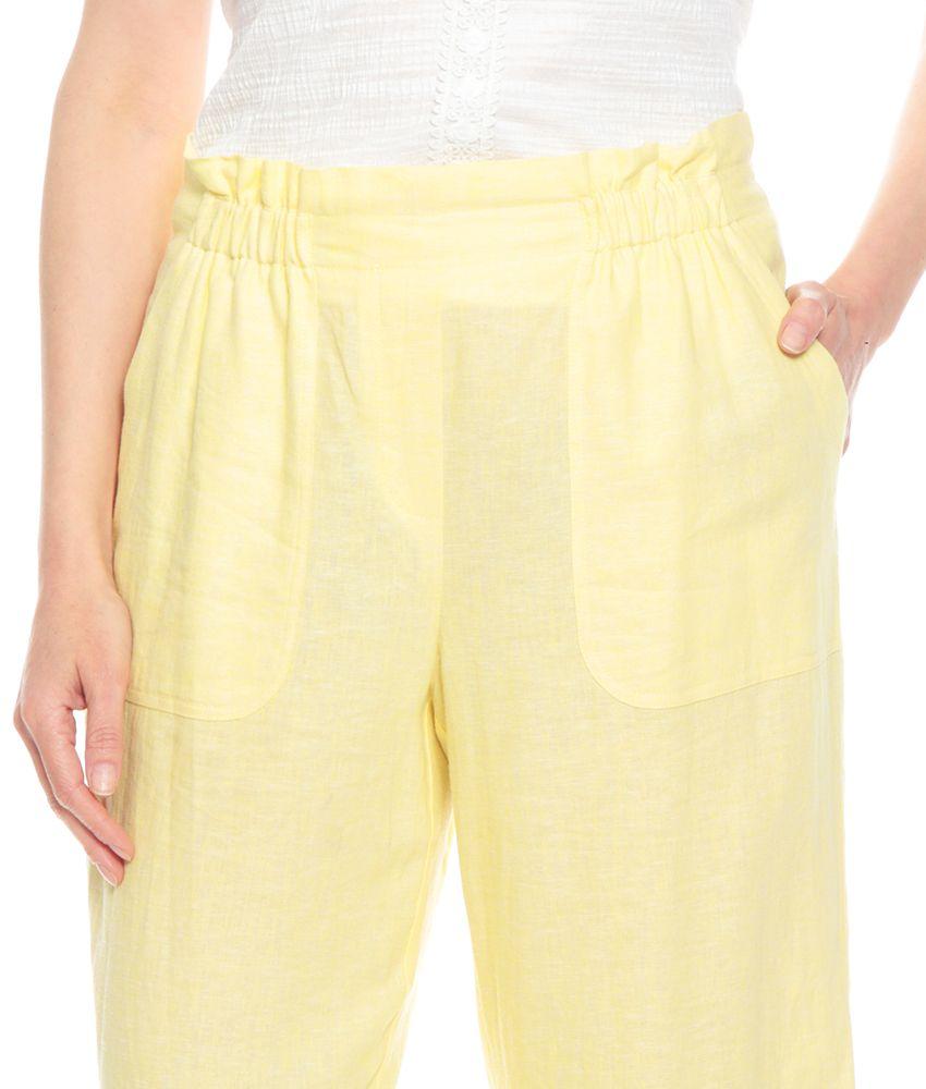 Pantalon Capri Solido Bolsillos Delantero Y Trasero Pretina Elasticada-2