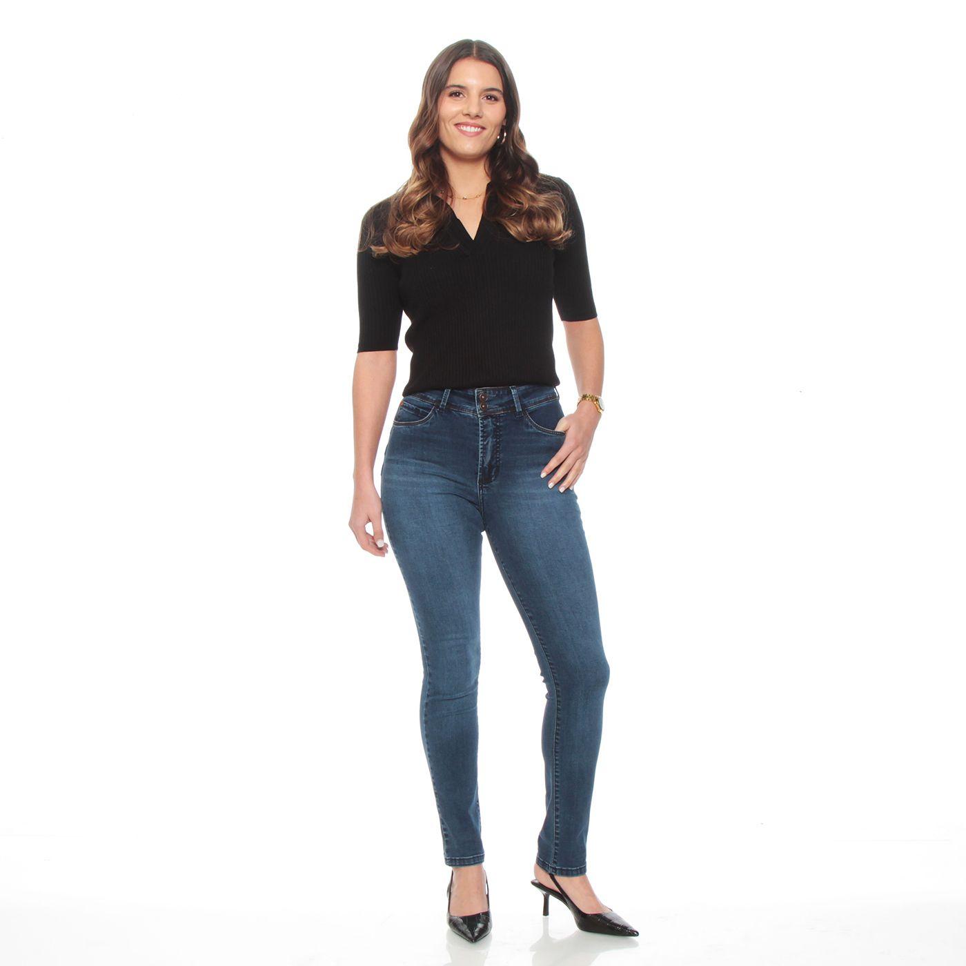 Jeans Pitillo Tiro Alto Pretina Media 2 Botones Push Up-3