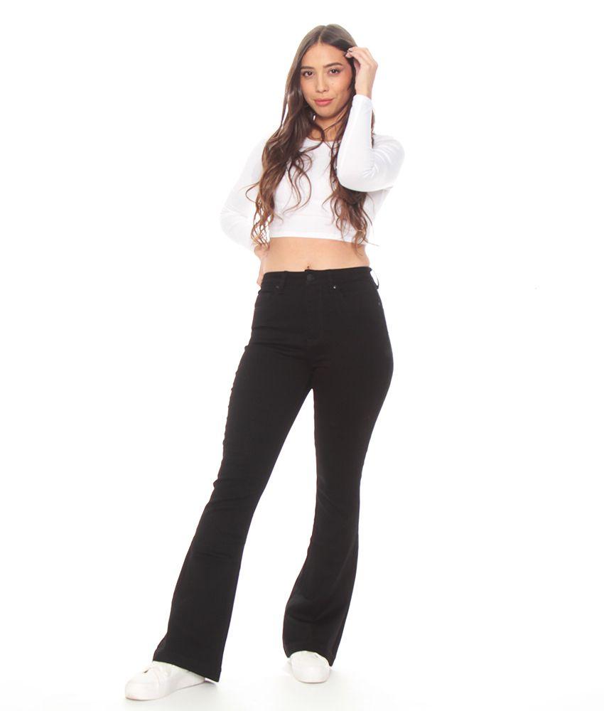 Jeans Pretina Basica Flare Tiro Alto Push Up-2