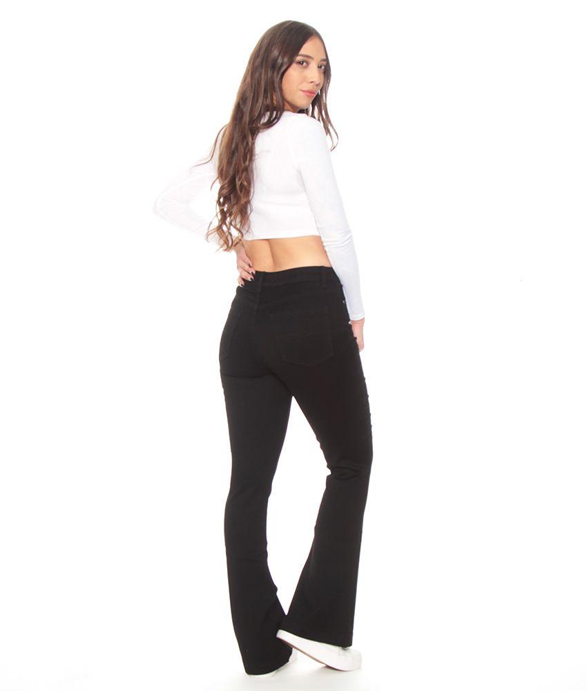 Jeans Pretina Basica Flare Tiro Alto Push Up-6