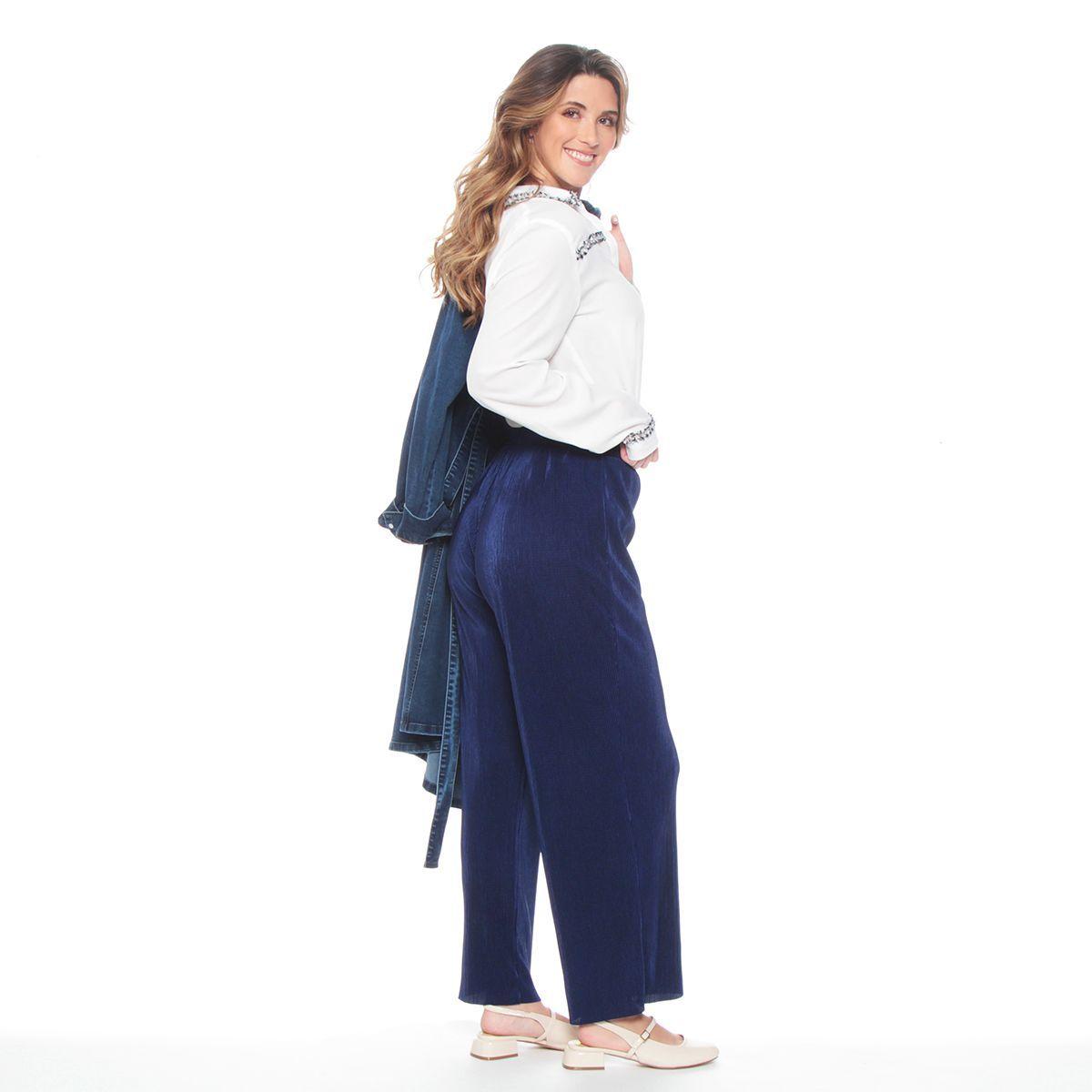 Pantalon Solido Plisado Con Pretina Elasticada-5