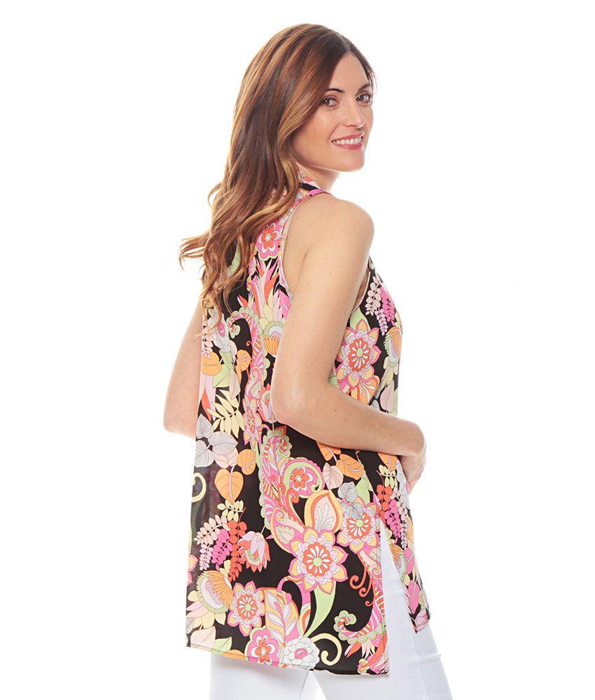 Blusa Sin Manga Estampada Escote-5