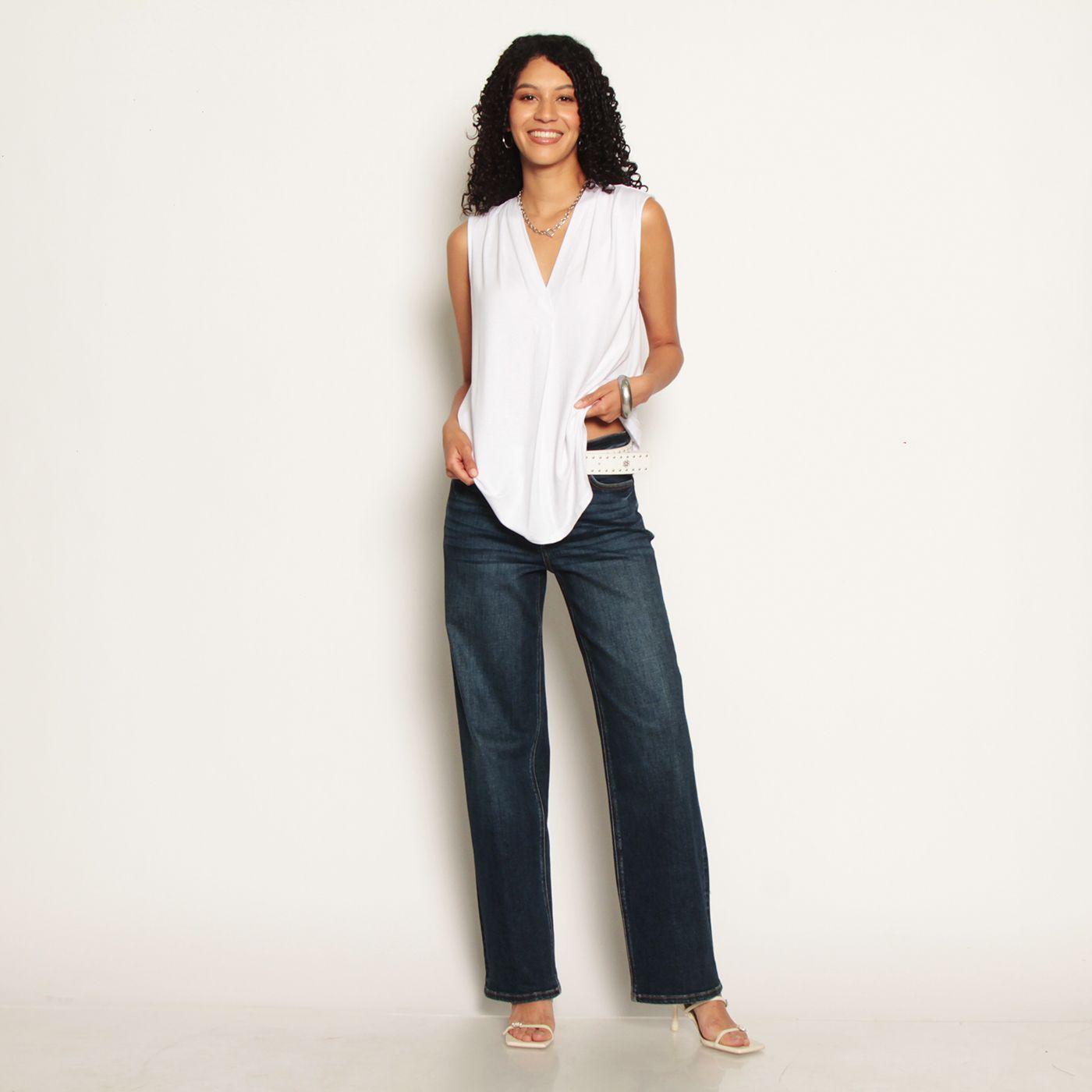 Polera Sin Manga Escote V Con Pliegue En Delantero-2