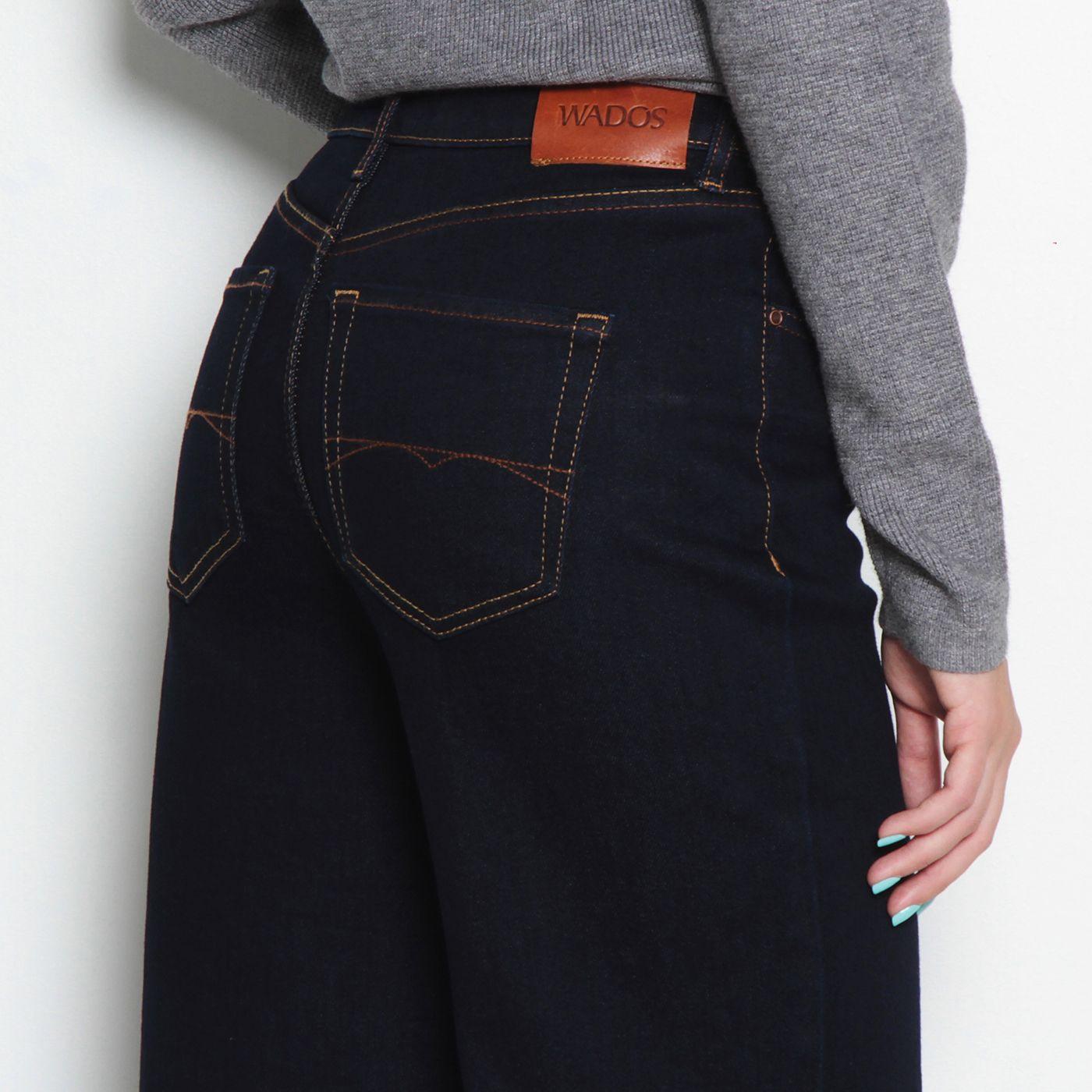 Jeans Wide Leg Tiro Alto  Pretina Basica   1 Boton-6