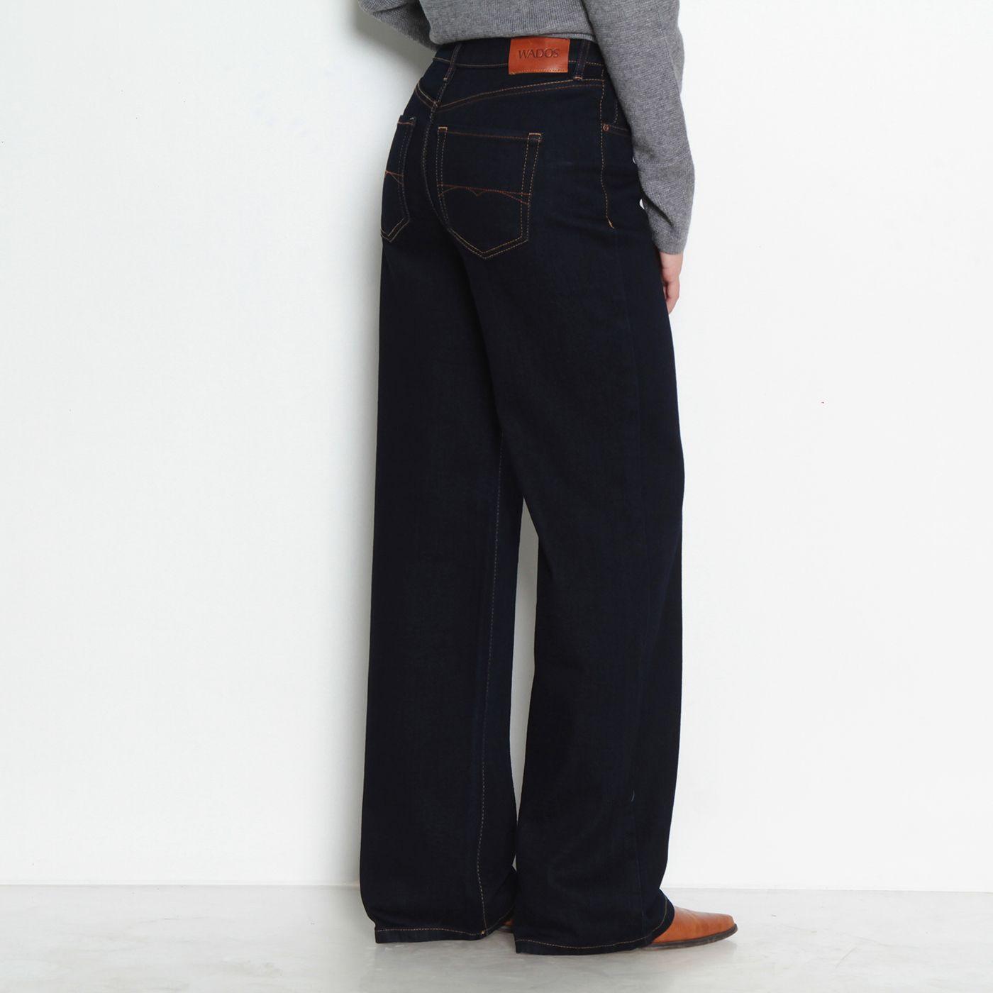 Jeans Wide Leg Tiro Alto  Pretina Basica   1 Boton-7