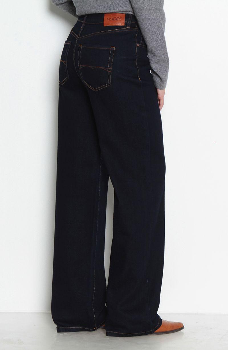 Jeans Wide Leg Tiro Alto  Pretina Basica   1 Boton-5