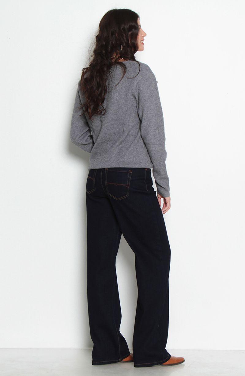 Jeans Wide Leg Tiro Alto  Pretina Basica   1 Boton-9