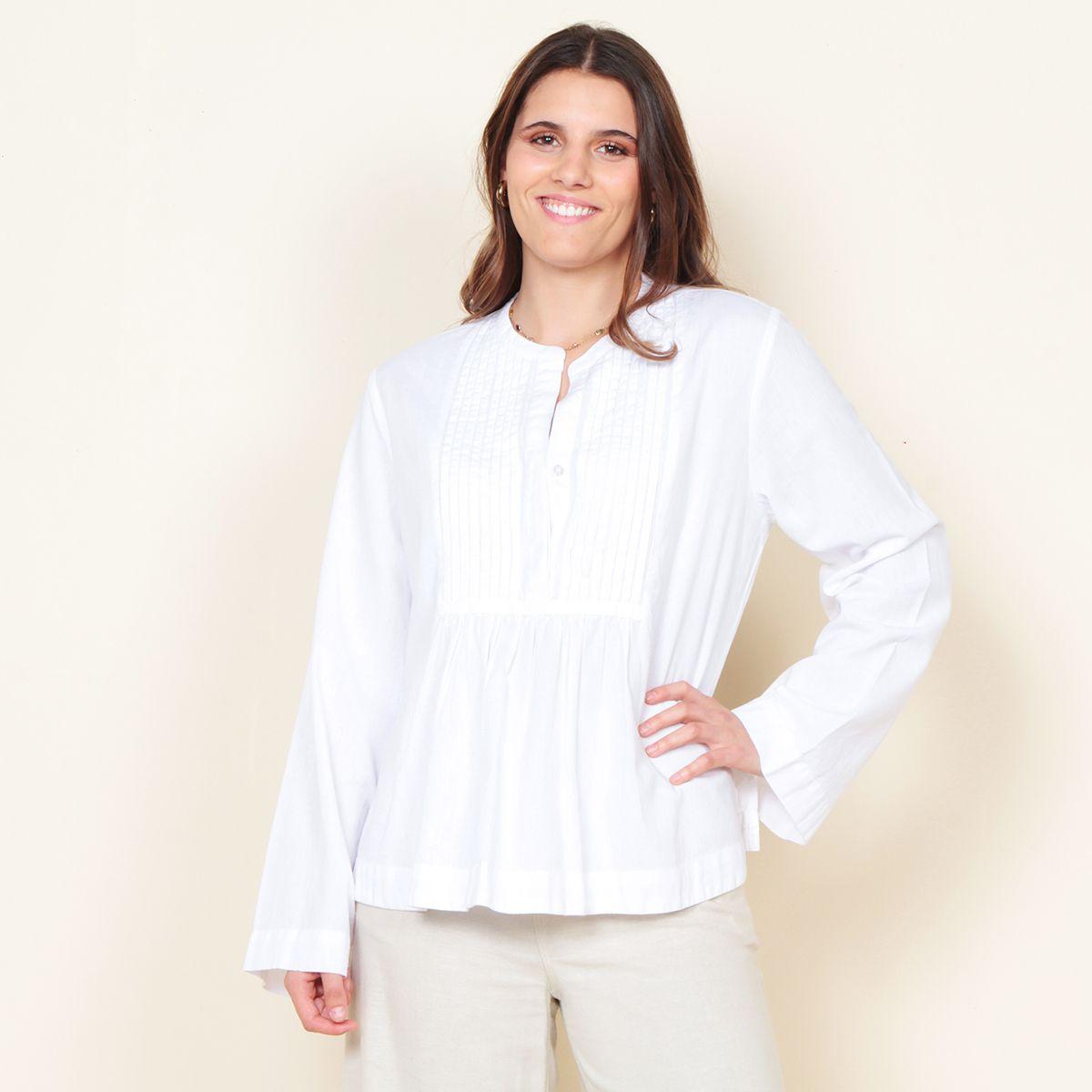 Blusa Manga Larga Lino Escote Mao-0