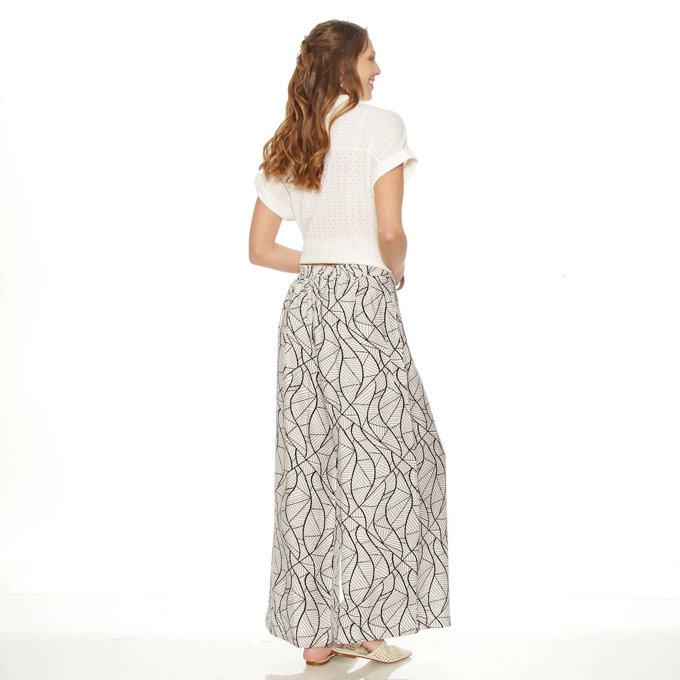 Pantalon Wide Leg Estampado Tiro Alto Pretina Basica 1 Boton-6