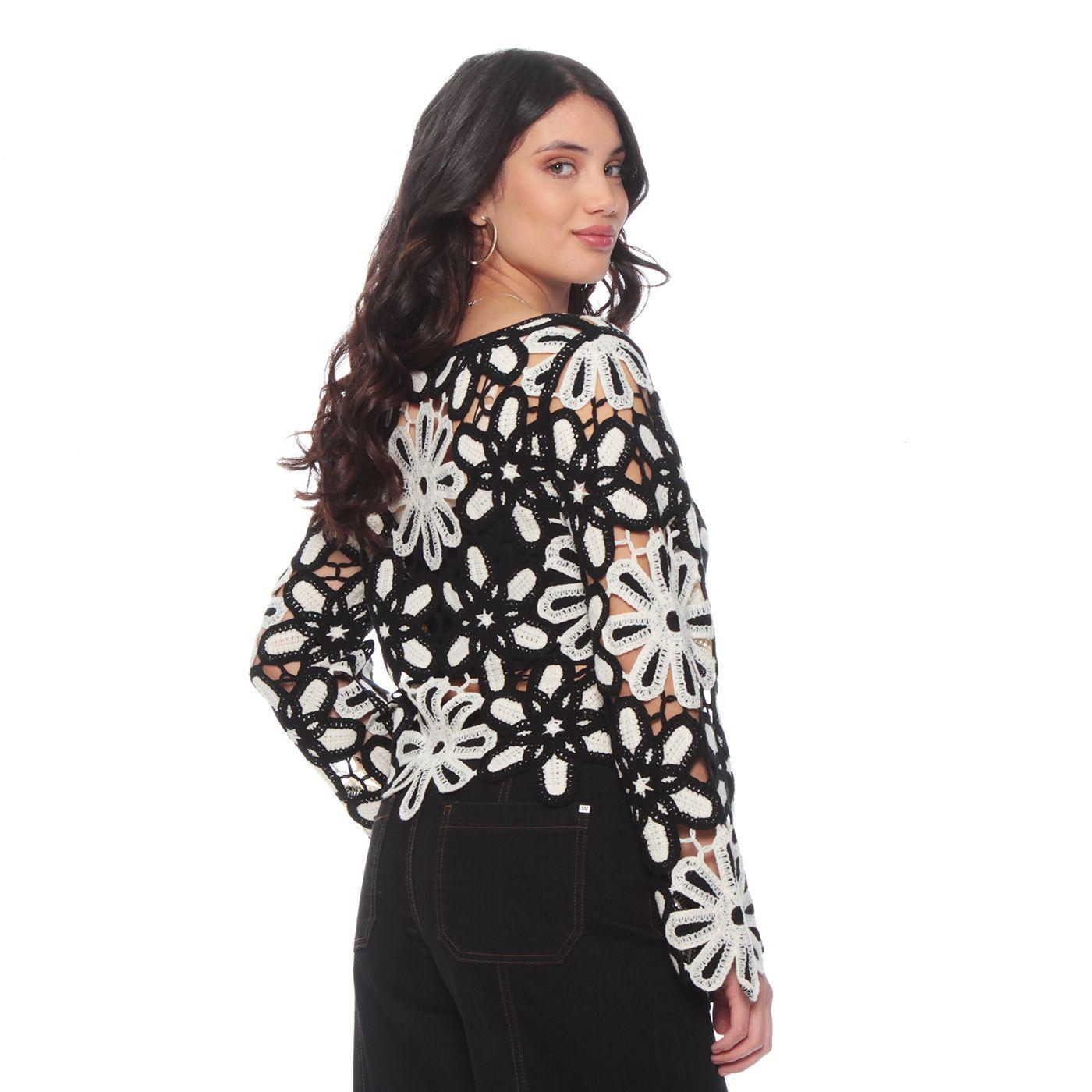 Sweater Crochet Manga Larga Escote  Redondo-6