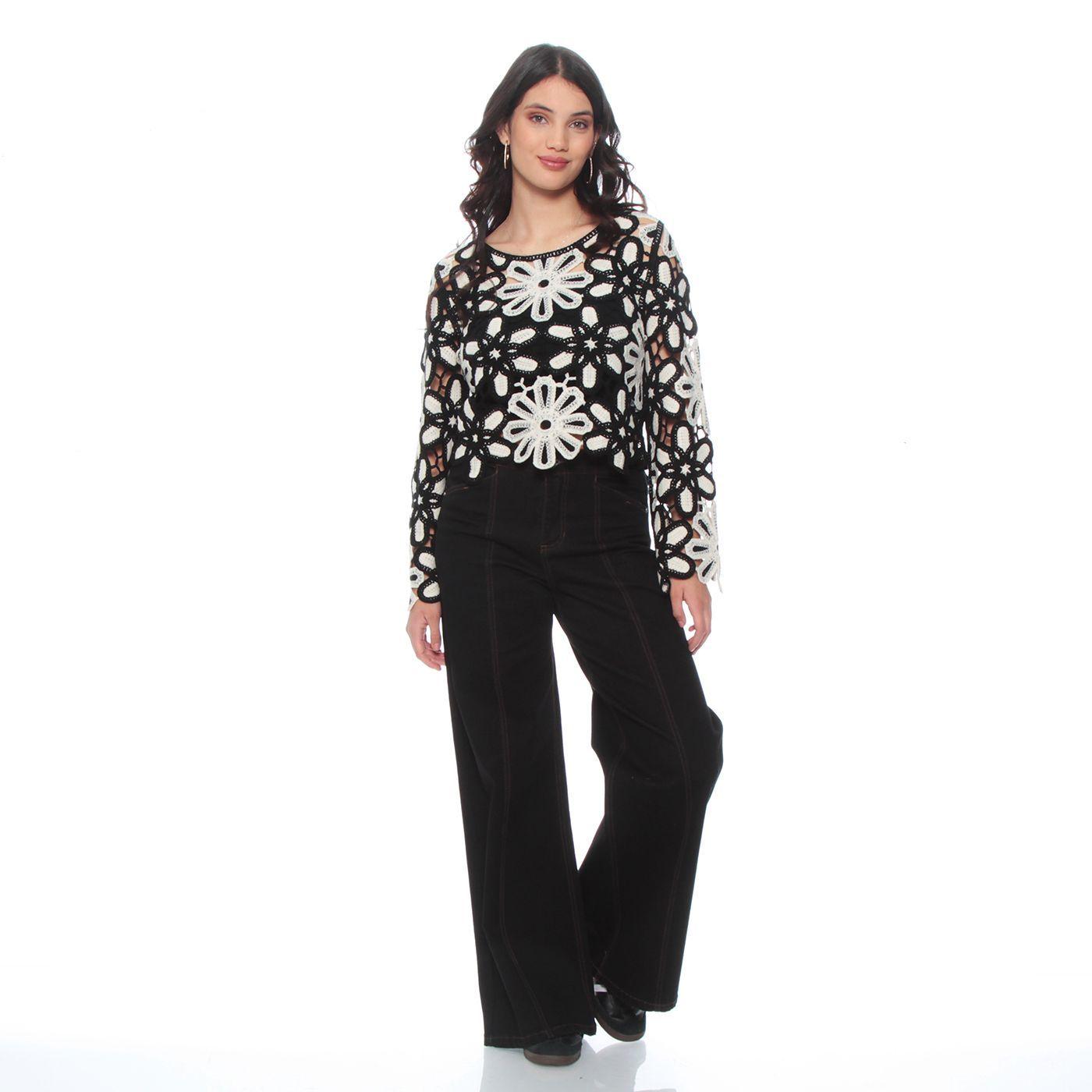 Sweater Crochet Manga Larga Escote  Redondo-7