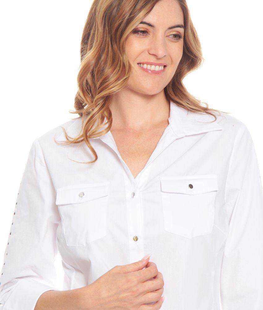 Blusa Manga Larga Con Tapeta Y Aplicacion En Mangas Rib En Costado-1