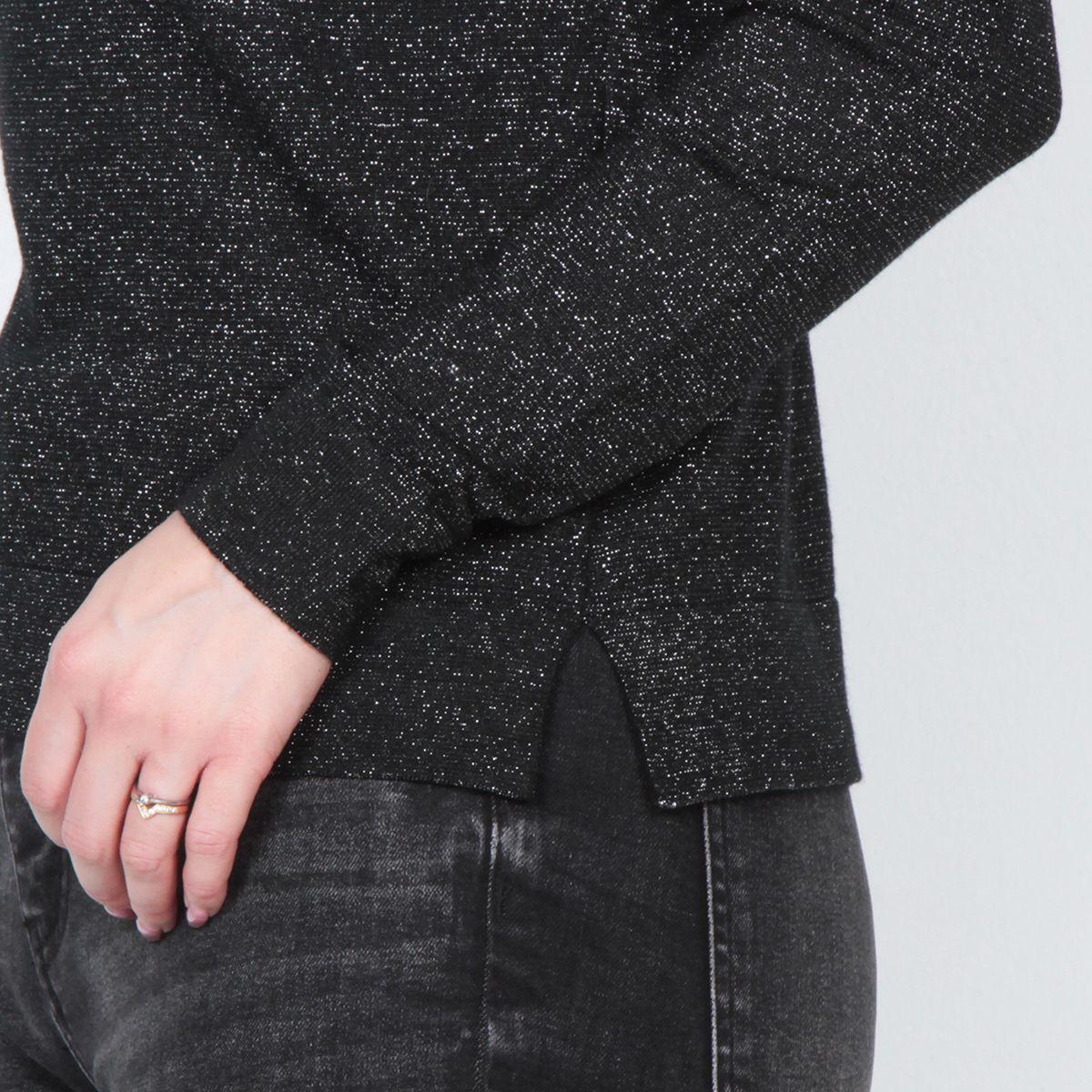 Sweater Lurex Manga Larga Con Cuello Alto-1