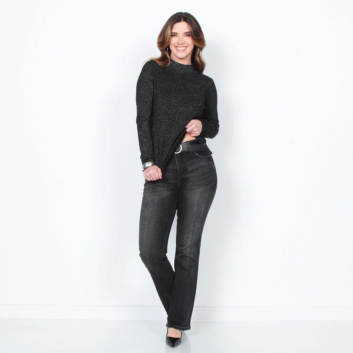 Sweater Lurex Manga Larga Con Cuello Alto-3