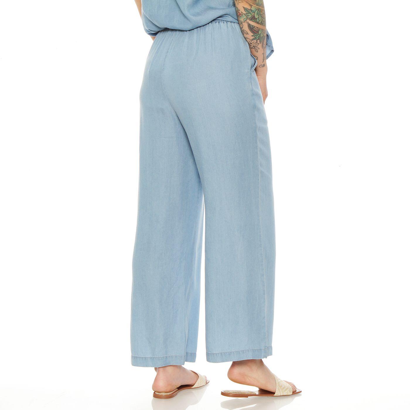 Pantalon Lyocell Wide Leg Tiro Alto Pretina Elasticada Con Cordon-1