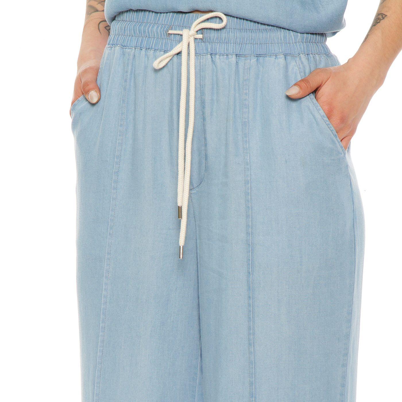 Pantalon Lyocell Wide Leg Tiro Alto Pretina Elasticada Con Cordon-2