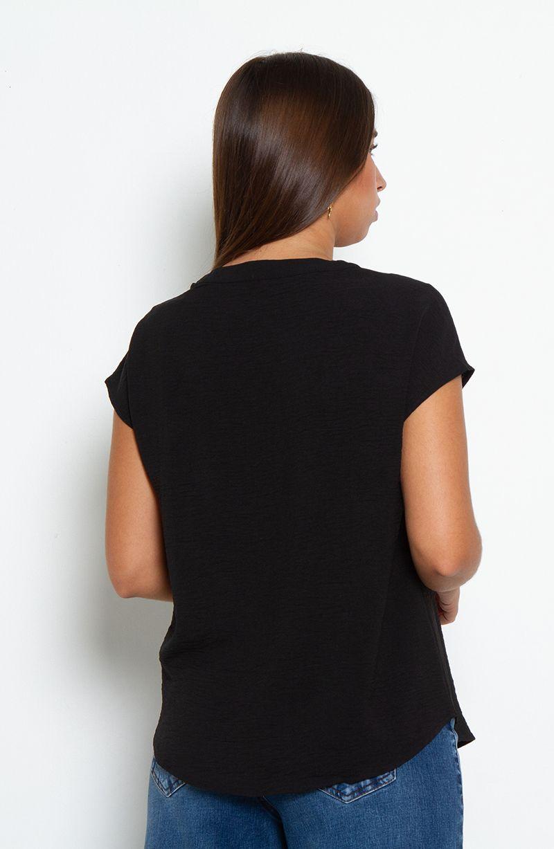 Blusa Manga Corta Escote V Con 2 Botones-2