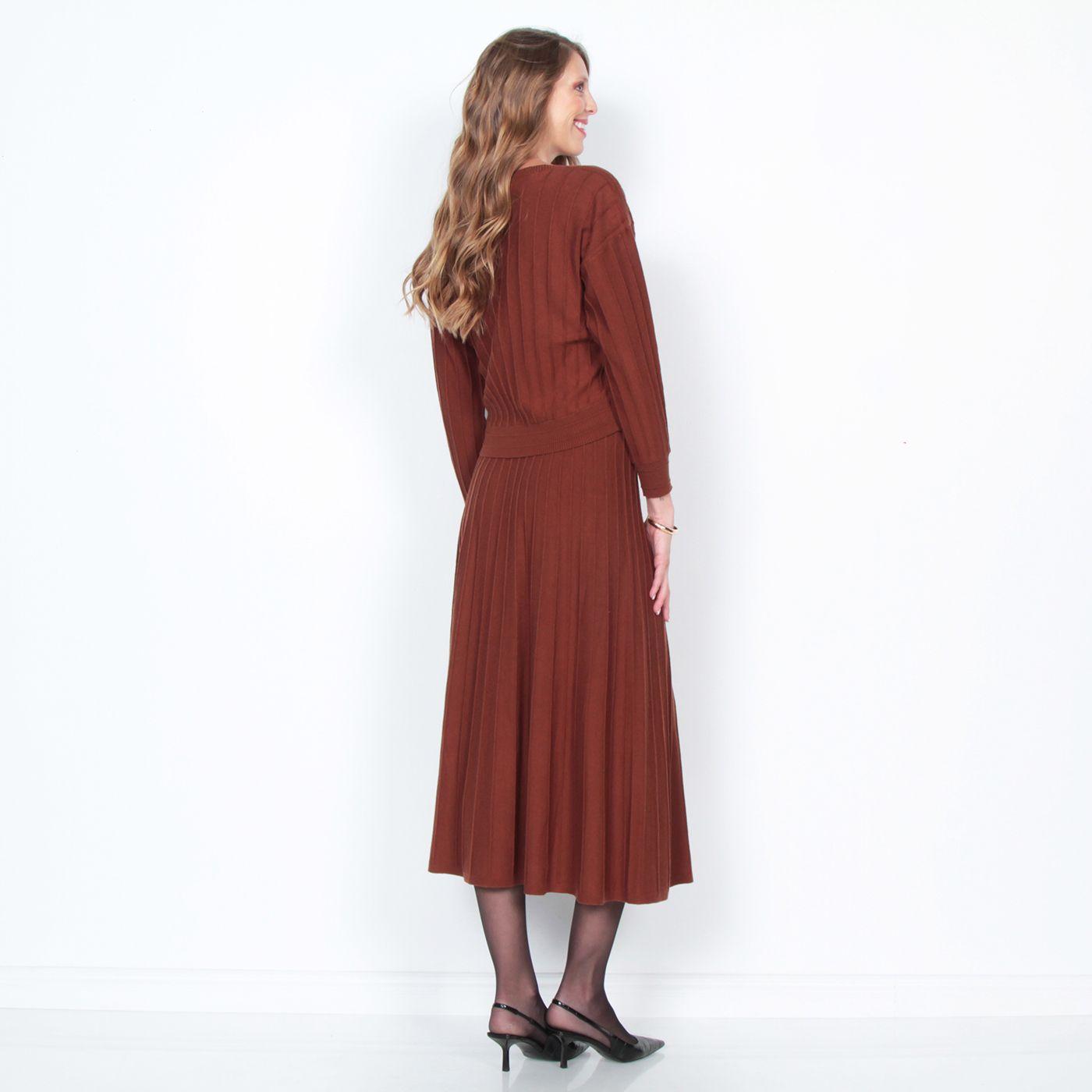 Falda Tejida Solida Con Cintura Elasticada-5