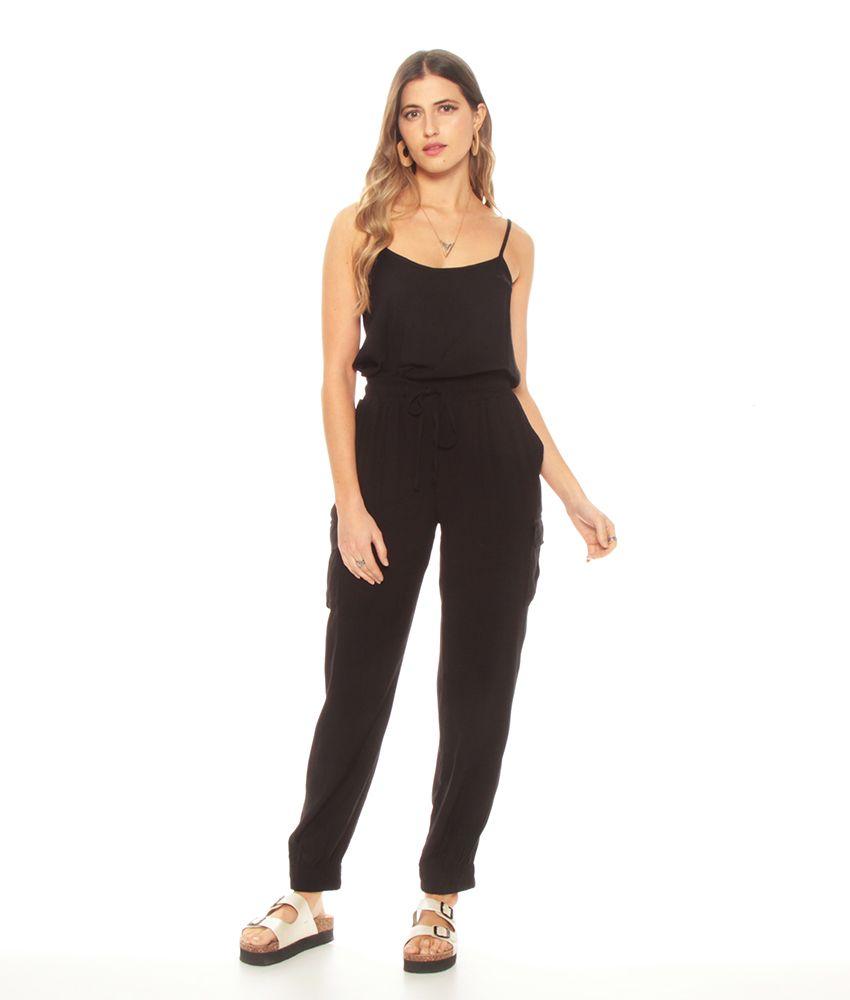 Enterito Sin Manga  Con Lazo En Cintura Y Bolsillo Cargo-0