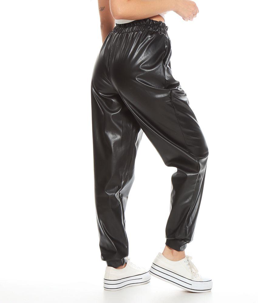 Pantalon Cuero Ecologico Elatico En Pretina Y Basta-1