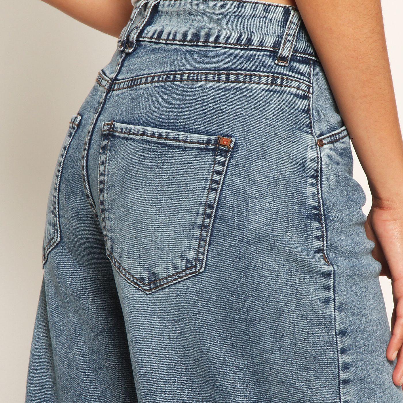 Bermuda Jort Denim Tiro Alto Pretina Interna 1 Boton-4