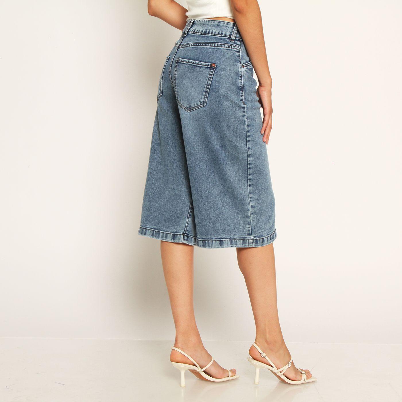 Bermuda Jort Denim Tiro Alto Pretina Interna 1 Boton-8