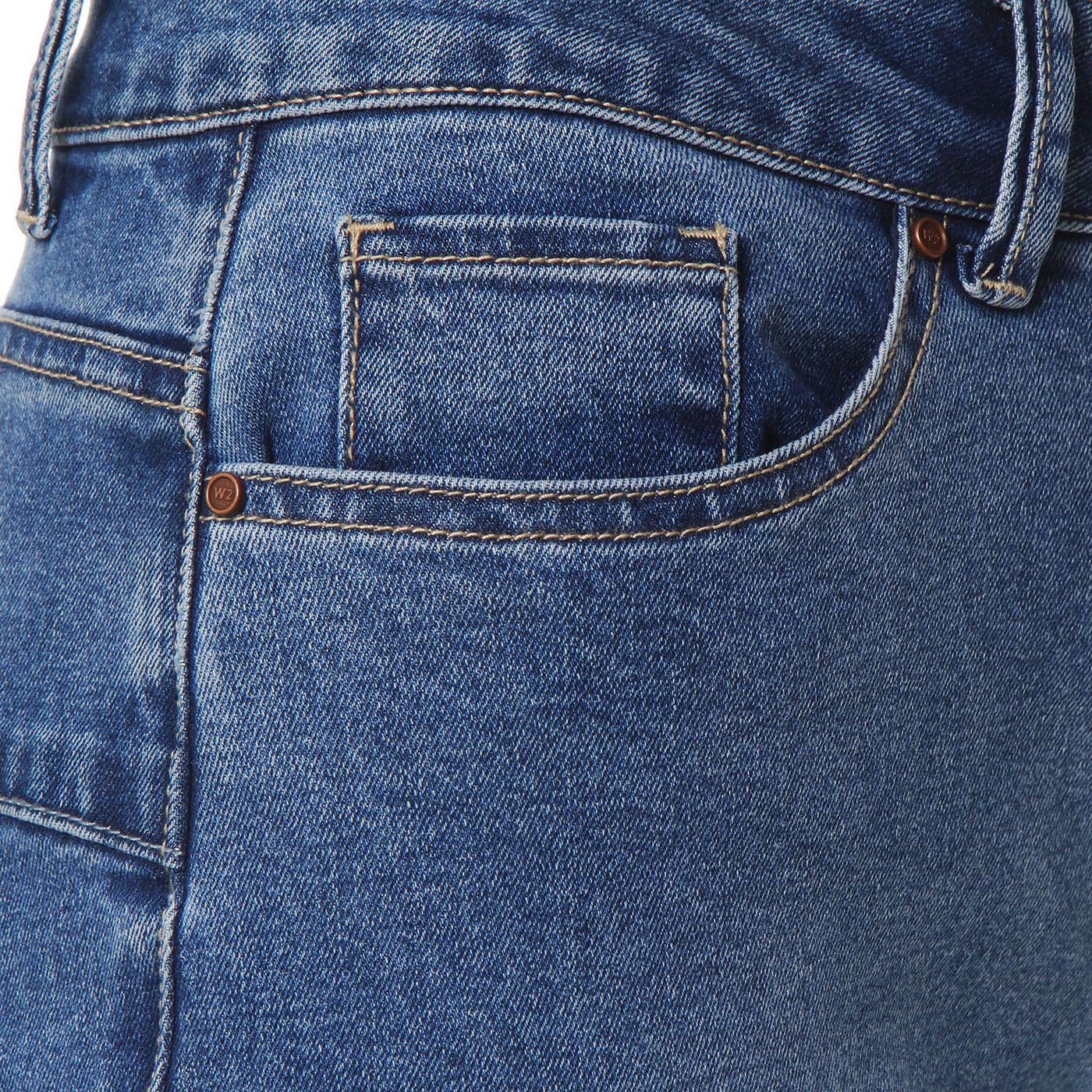 Jeans  Flare Tiro Alto Pretina Basica 1 Boton-5