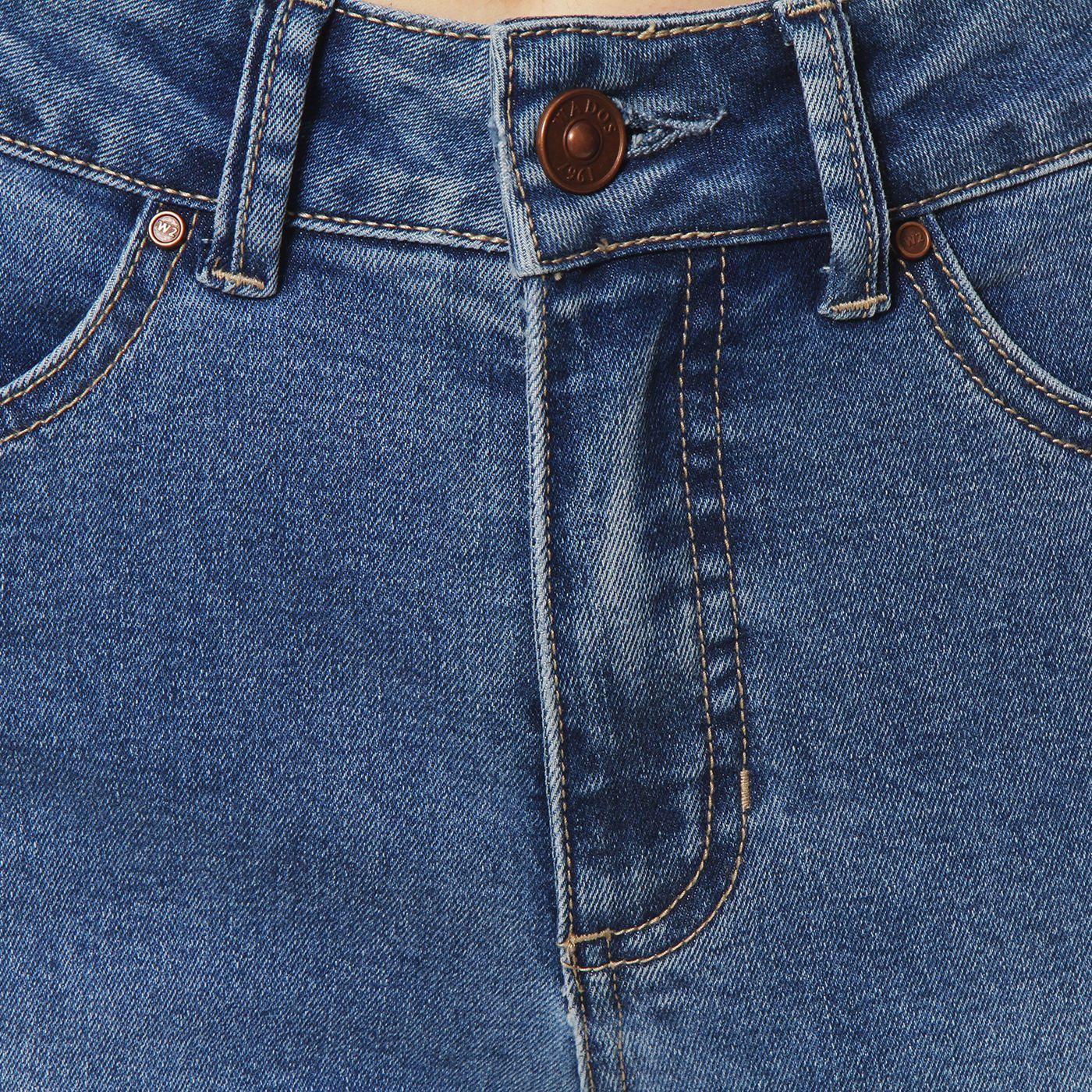 Jeans  Flare Tiro Alto Pretina Basica 1 Boton-6