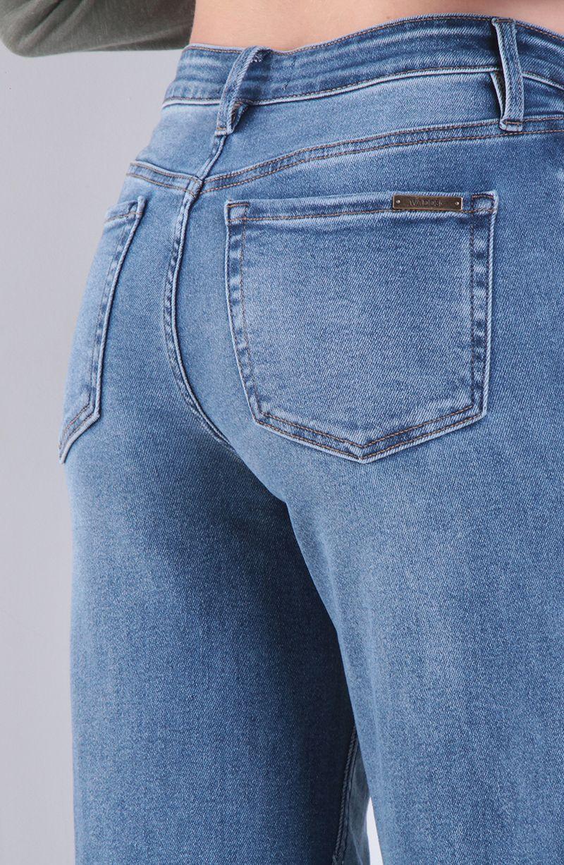 Jeans Wide Leg Tiro Alto Pretina Basica 1 Boton-9