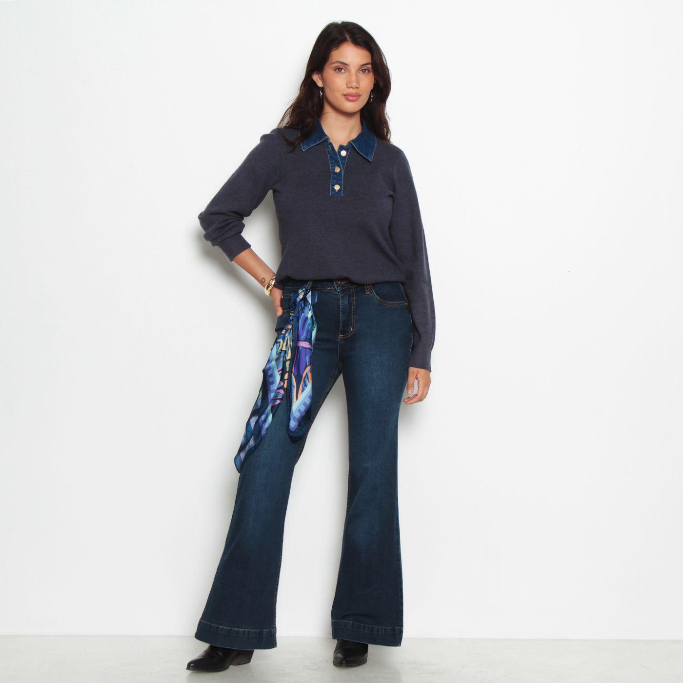 Sweater Manga Larga Con Cuello En Denim-3