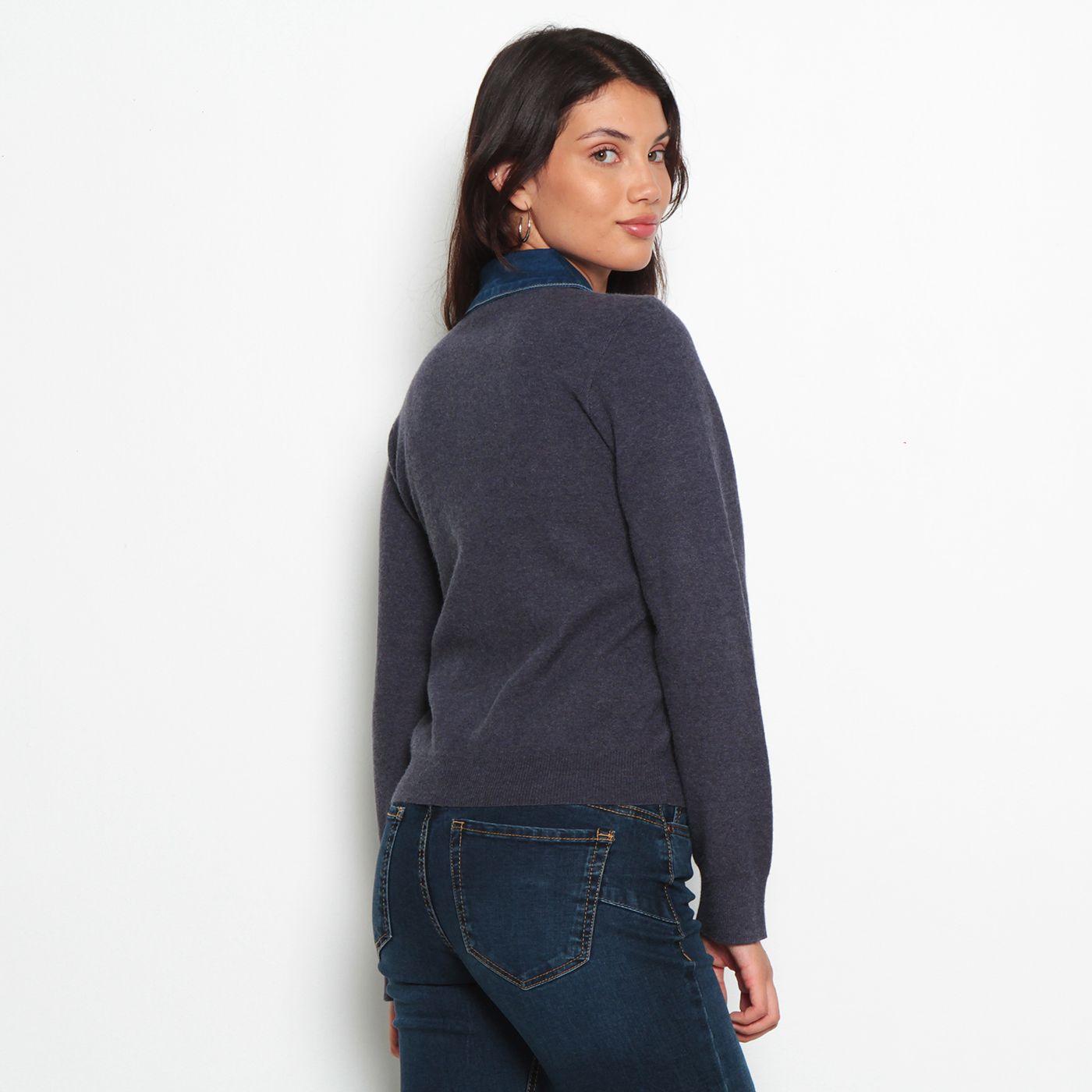 Sweater Manga Larga Con Cuello En Denim-4