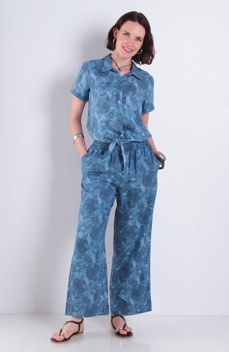 Blusa Lyocell Estampado Manga Corta Con Nudo En Ruedo-6