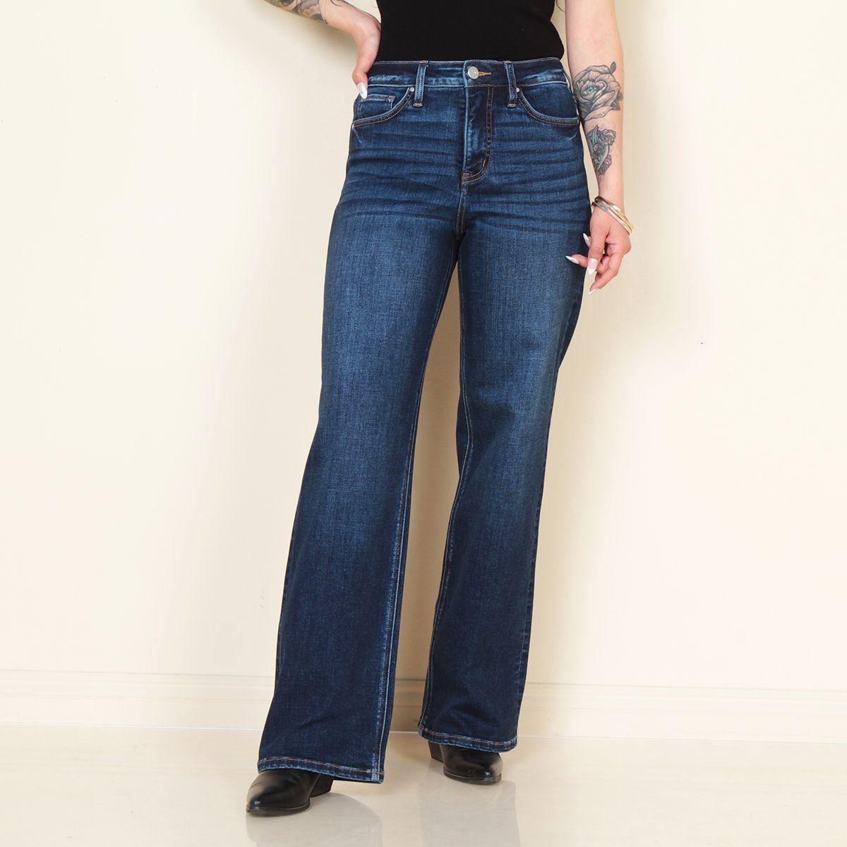Jeans 1 Boton Tiro Alto Pretina Basica Wide Leg-3