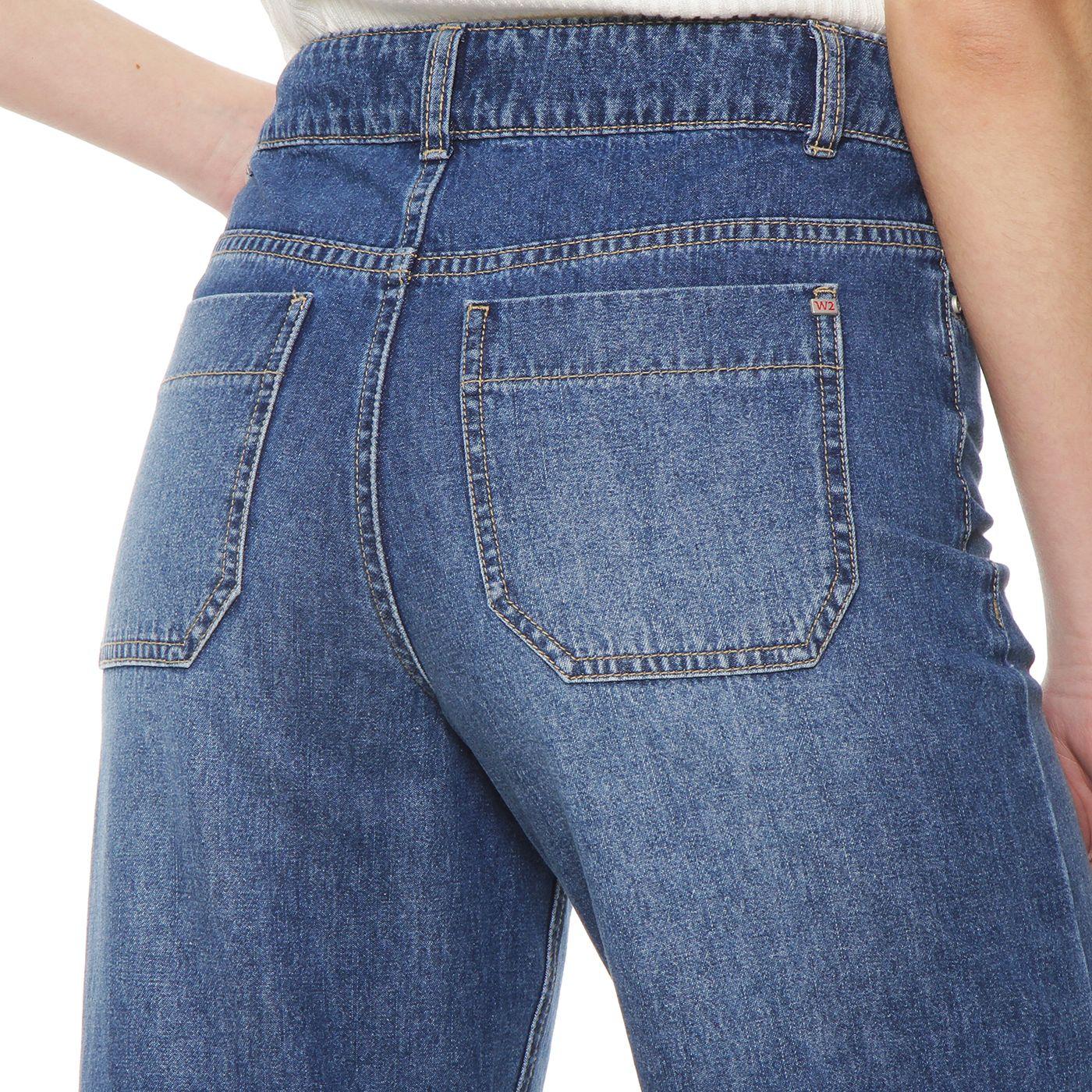 Jeans Wide  Leg Tiro Alto Pretina  Basica 1 Boton-4