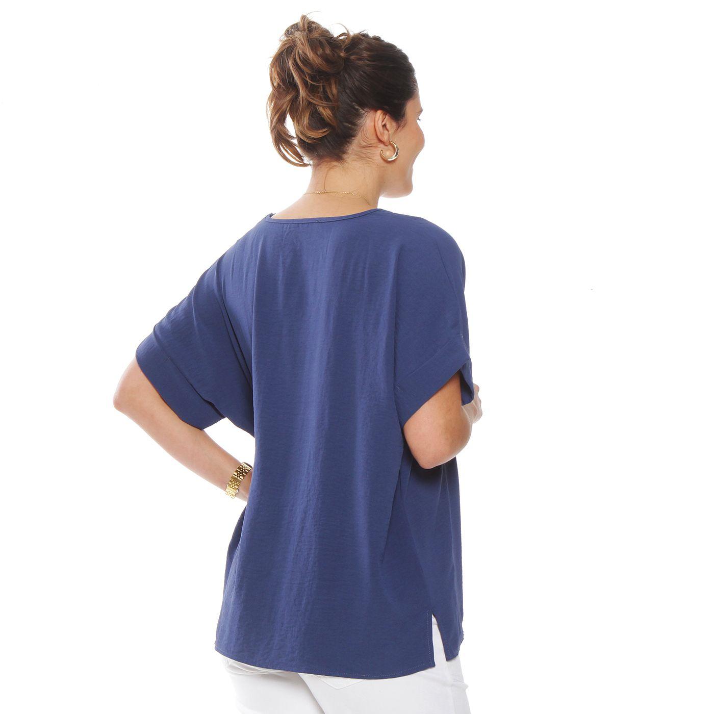 Blusa Manga  Corta  Solida Escote V-6