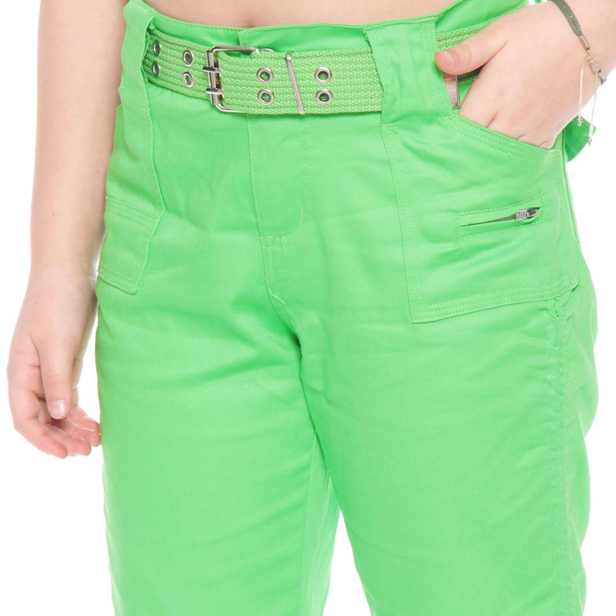 Capri Verde Infantil Con Cinturon Y Recogido En Basta-2