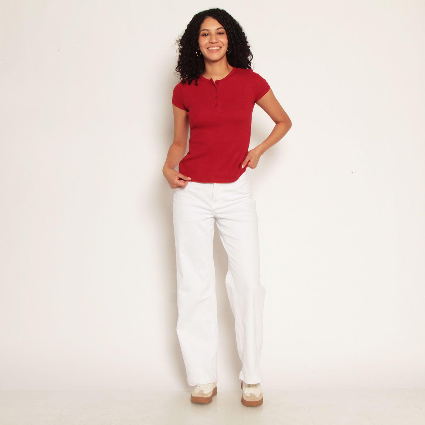 Polera Manga Corta Abotonada En Delantero-2