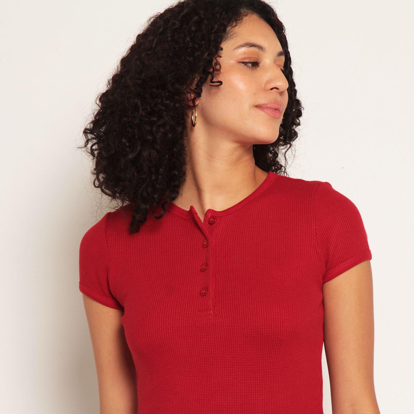 Polera Manga Corta Abotonada En Delantero-5