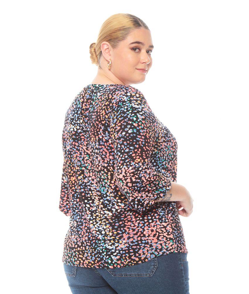Blusa Manga Larga Estampada Escote Cuello Mao Abotonada-8