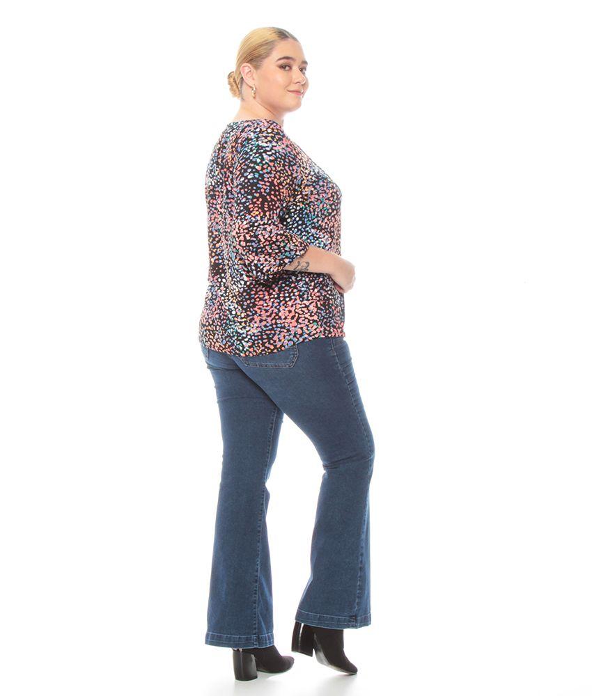 Blusa Manga Larga Estampada Escote Cuello Mao Abotonada-9
