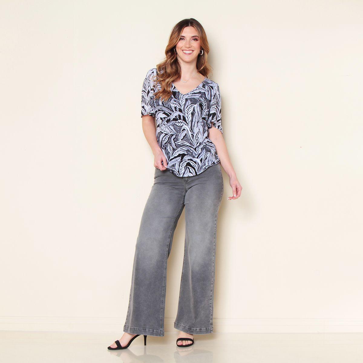 Polera Manga Corta Estampada Escote-1