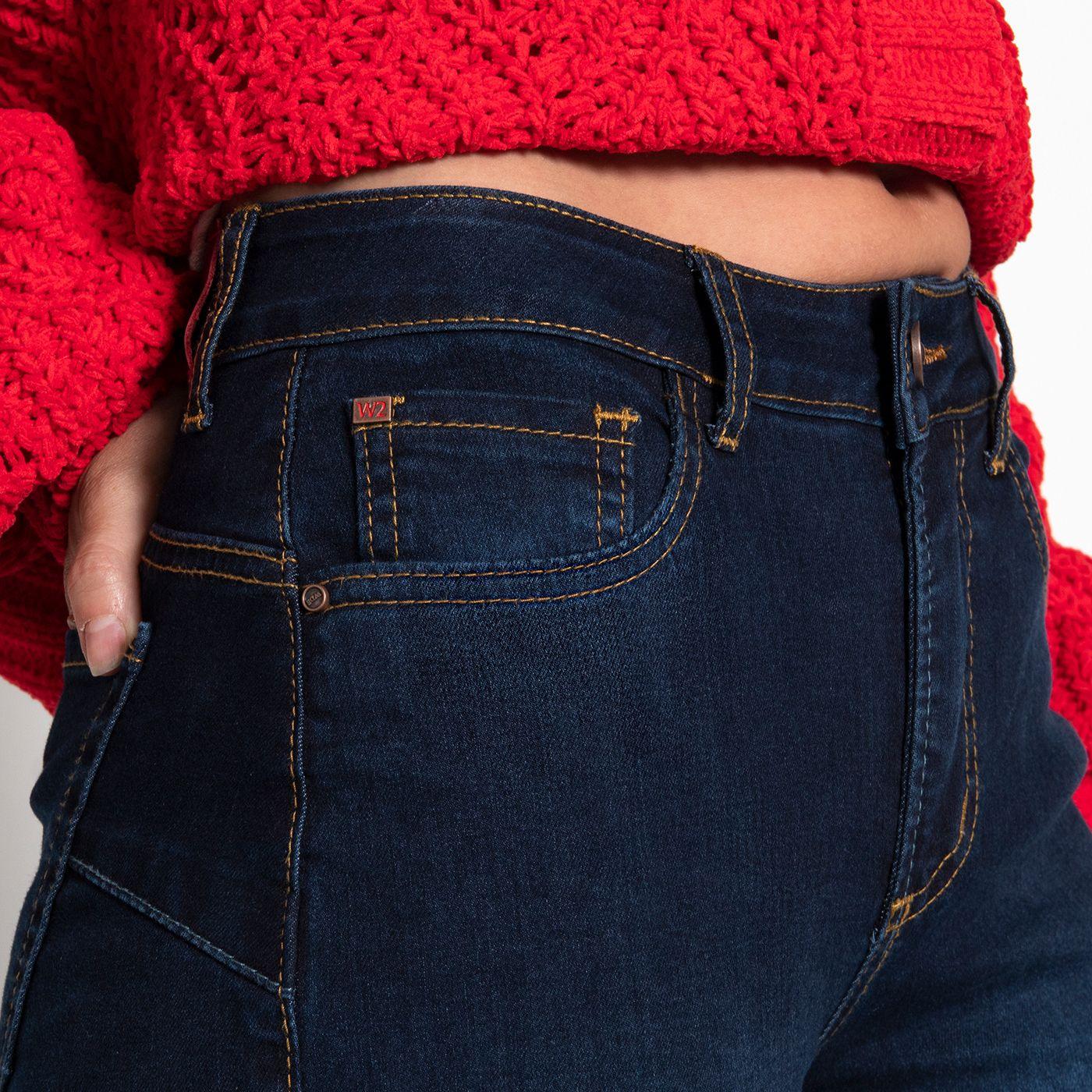 Jeans Tiro Alto Flare Pretina 2 Botones-2