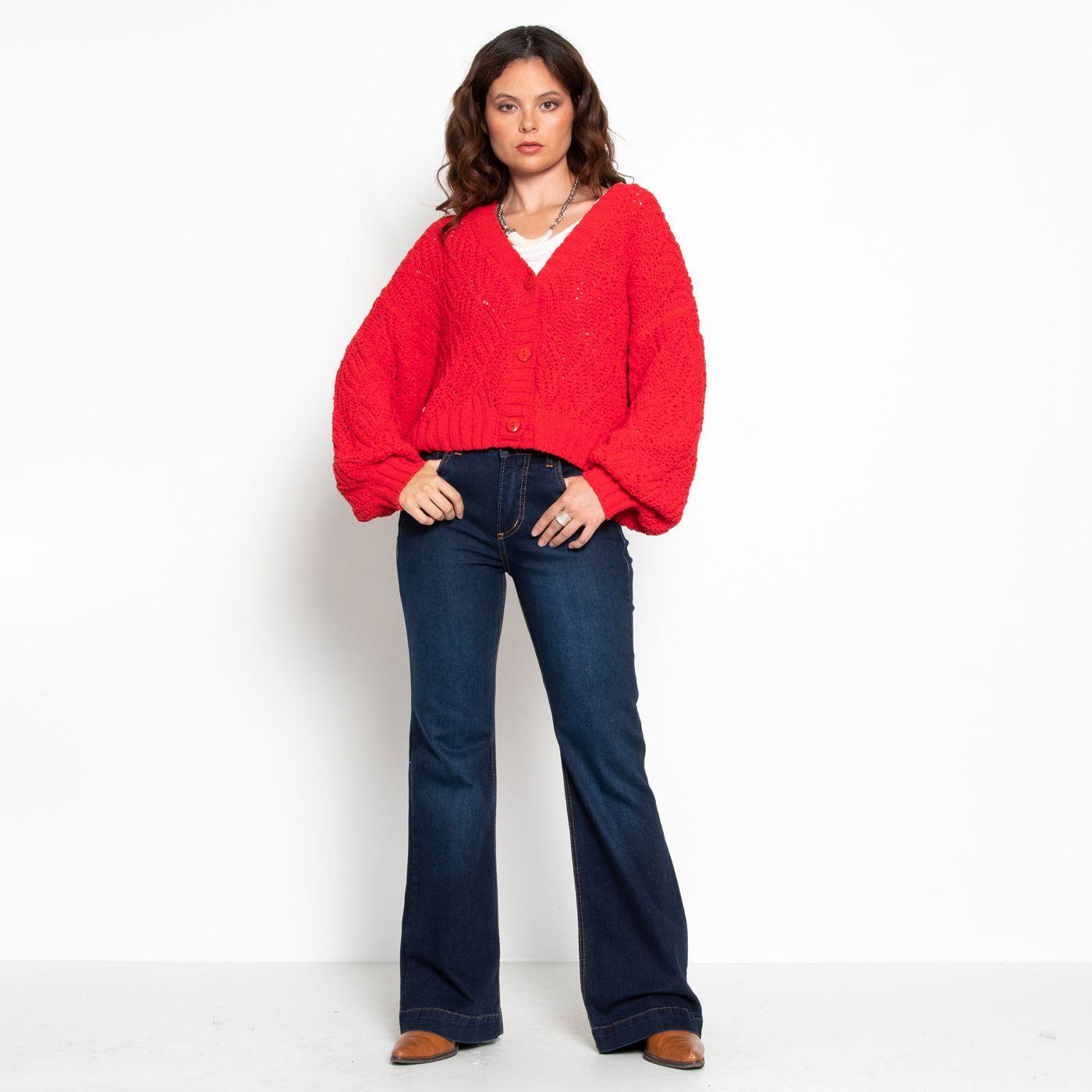 Jeans Tiro Alto Flare Pretina 2 Botones-3