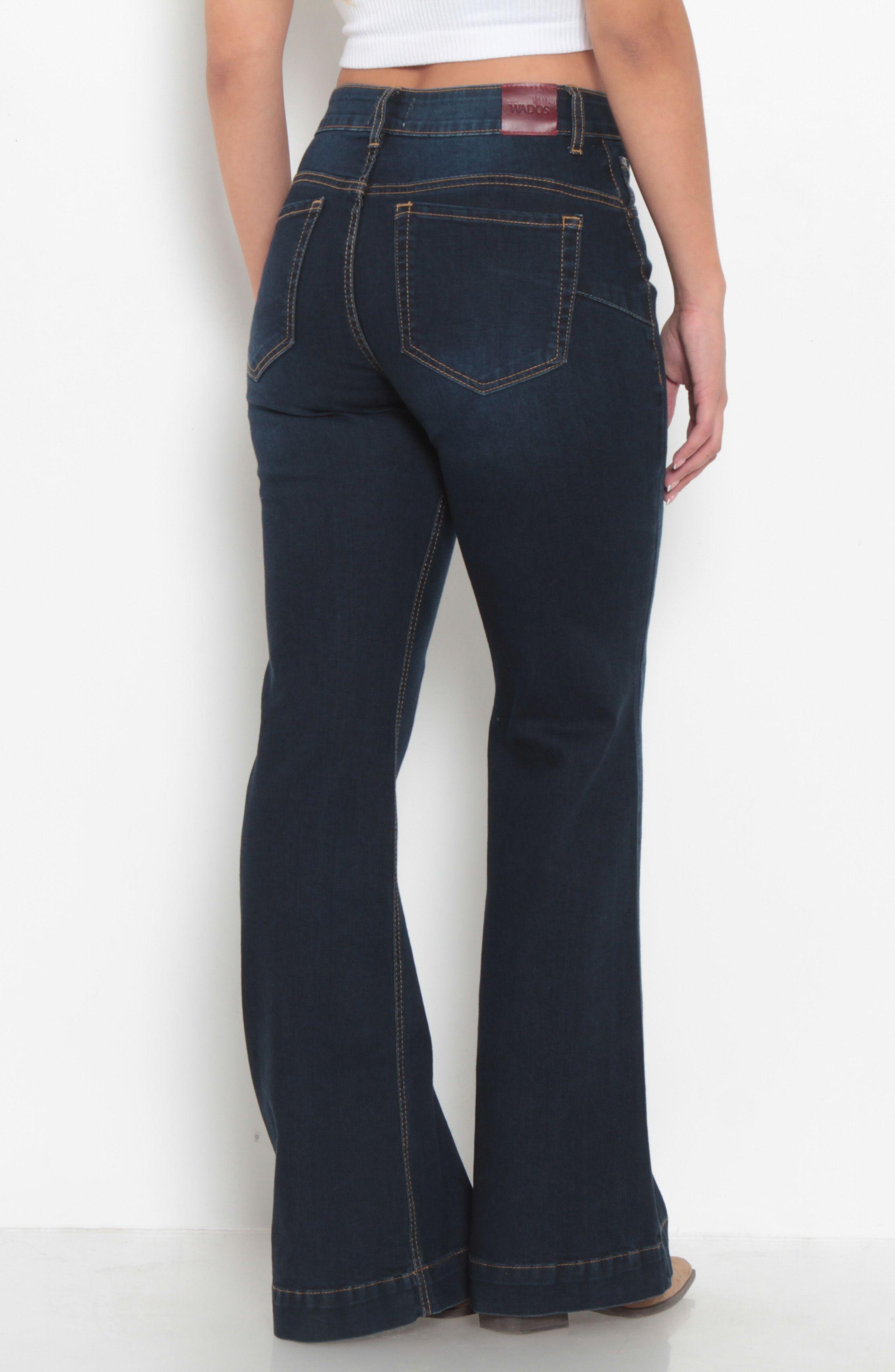 Jeans Tiro Alto Flare Pretina 2 Botones-4