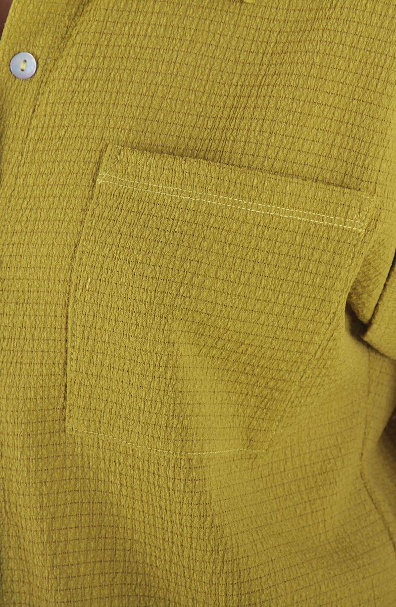 Blusa Manga Corta Abotonada En Delantero Con Bolsillo-5