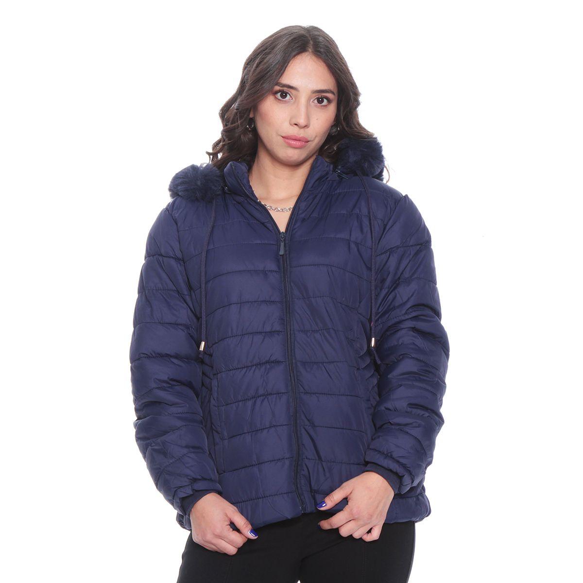 Parka Manga Larga Solido Con Capucha  Con Piel Sintetica-0
