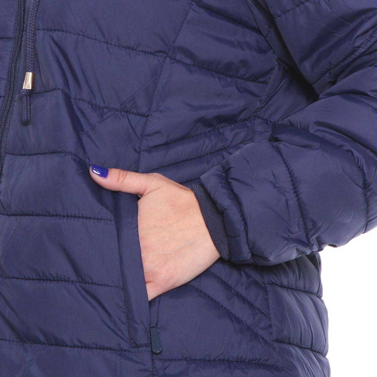 Parka Manga Larga Solido Con Capucha  Con Piel Sintetica-2