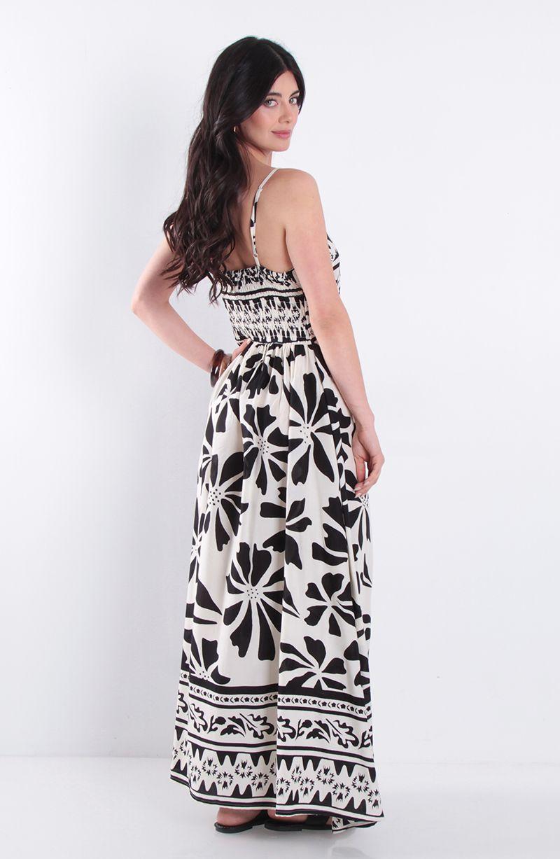Vestido Estampado Sin Manga Escote Recto-4