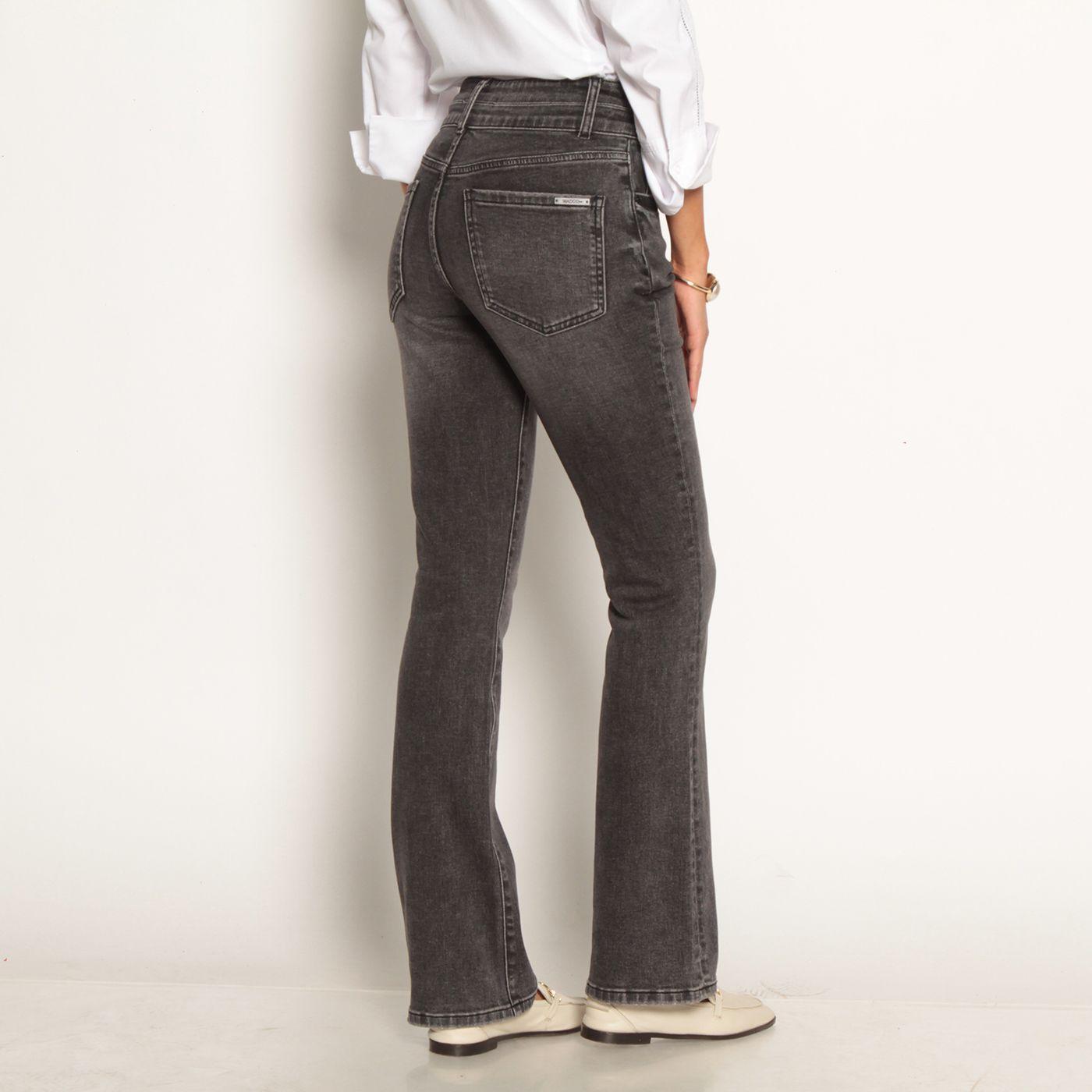 Jeans Flare Tiro Alto Pretina 2 Botones-7